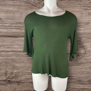 M. Rena Sweater Womens Small Viscose Cable Knit Long Sleeve Green (438)